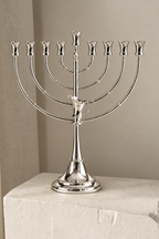 חנוכייה בציפוי כסף טהור | כד השמן | 38 ס״מ