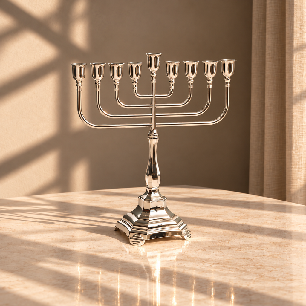 חנוכיה כנסת | כסף טהור | 46 ס״מ